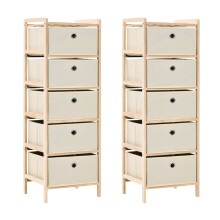 Berkfield Storage Racks with 5 Fabric Baskets 2 pcs Beige Cedar Wood