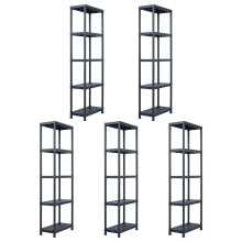 Berkfield Storage Shelf Racks 5 pcs Black 125 kg 60x30x180 cm Plastic