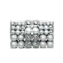 Berkfield 100 Piece Christmas Ball Set 3/4/6 cm Silver