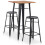 Berkfield 3 Piece Bar Set Steel Black 1