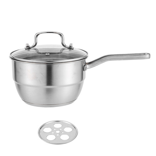 2 Layer Stainless Steel Steamer Pot With Antislip Grip and Glass