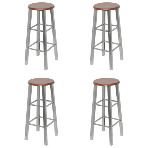 Berkfield Bar Stools 4 pcs Silver and Brown MDF