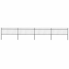 Berkfield Garden Fence with Spear Top Steel 714.5x80 cm Black