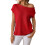 Women'S Short-Sleeved Off-Shoulder Knitted Pullover Red L 1