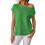 Women'S Short-Sleeved Off-Shoulder Knitted Pullover Green S 1