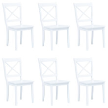 Berkfield Dining Chairs 6 pcs White Solid Rubber Wood