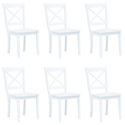 Berkfield Dining Chairs 6 pcs White Solid Rubber Wood
