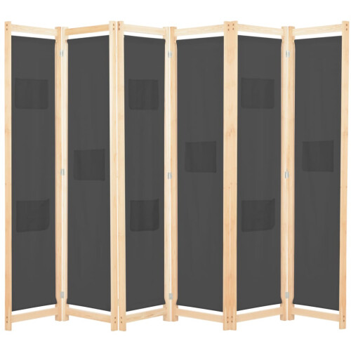 Berkfield 6-Panel Room Divider Grey 240x170x4 cm Fabric
