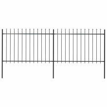 Berkfield Garden Fence with Spear Top Steel 3.4x1.2 m Black