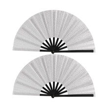 Funkelnder Glitzerpuder-Handventilator,-Silber