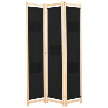 Berkfield 3-Panel Room Divider Black 120x170x4 cm Fabric