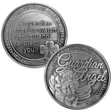 Guardian Angel and Four Leaf Clover Lucky Coin Gift – Lucky Protection Symbol for Loved One