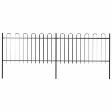 Berkfield Garden Fence with Hoop Top Steel 359x100 cm Black