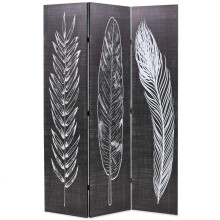 Berkfield Folding Room Divider 120x170 cm Feathers Black and White