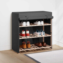 Berkfield Shoe Cabinet with Cover Grey 79x40x80 cm Fabric