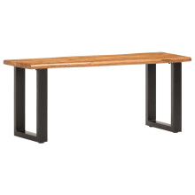 Berkfield Live Edge Bench 110 cm Solid Acacia Wood and Steel