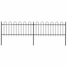 Berkfield Garden Fence with Hoop Top Steel 359x80 cm Black