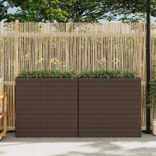 Berkfield Garden Raised Bed with 4 Pots 2 pcs Poly Rattan Brown(2x41085)
