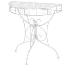 Berkfield Side Table Vintage Style Half Round Metal 72x36x74 cm Silver