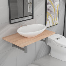 Berkfield Two Piece Bathroom Furniture Set Ceramic Oak