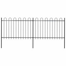 Berkfield Garden Fence with Hoop Top Steel 359x120 cm Black