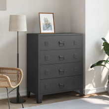 Berkfield Chest of Drawers Metal Industrial Style 78x40x93 cm Black