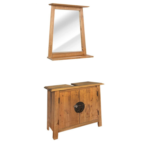 Berkfield Bathroom Furniture Set Solid Pinewood