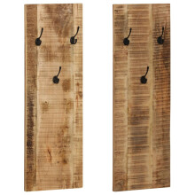 Berkfield Wall-mounted Coat Racks 2 pcs Solid Mango Wood 36x110x3 cm