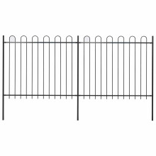 Berkfield Garden Fence with Hoop Top Steel 359x150 cm Black