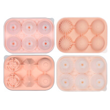 6 Mulden, Rosen-Eiswürfelform, lebensmittelechtes Silikon,-Rosa