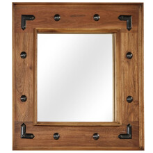 Berkfield Mirror Solid Acacia Wood 50x50 cm