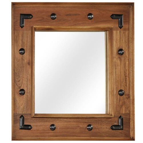 Berkfield Mirror Solid Acacia Wood 50x50 cm