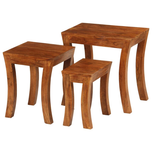 Berkfield Nesting Table Set 3 Pieces Solid Acacia Wood 50x35x50 cm Brown