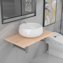 Berkfield Two Piece Bathroom Furniture Set Ceramic Oak