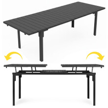 Extendable Garden Table for 12, 180-240 cm, Steel & HDPE