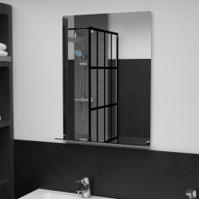 Berkfield Wall Mirror with Shelf 50x70 cm Tempered Glass