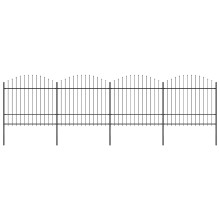 Berkfield Garden Fence with Spear Top Steel 714.5x175 cm Black