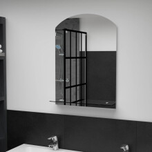 Berkfield Wall Mirror with Shelf 50x70 cm Tempered Glass