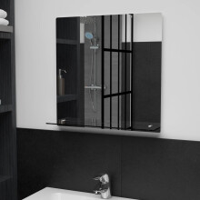Berkfield Wall Mirror with Shelf 50x50 cm Tempered Glass