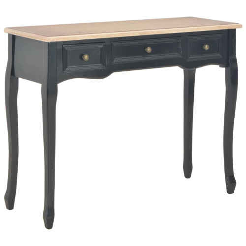 Berkfield Dressing Console Table with 3 Drawers Black