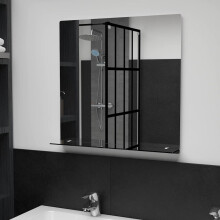 Berkfield Wall Mirror with Shelf 60x60 cm Tempered Glass