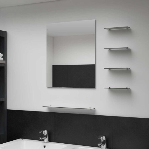 Berkfield Wall Mirror with 5 Shelves Silver 50x60 cm