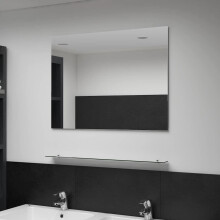 Berkfield Wall Mirror with Shelf 80x60 cm Tempered Glass
