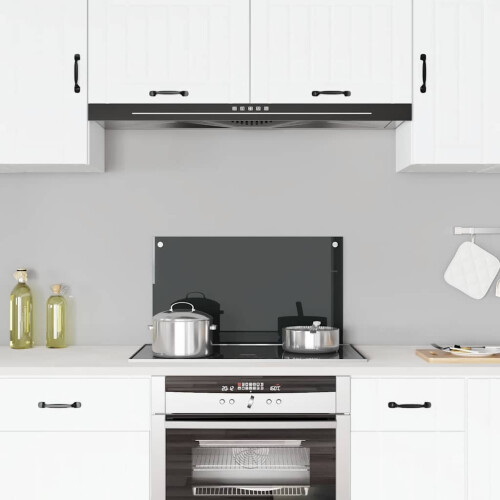 Berkfield Kitchen Backsplash Black 70 x 40 cm Tempered Glass