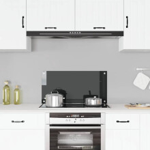 Berkfield Kitchen Backsplash Black 80 x 40 cm Tempered Glass
