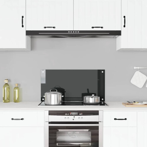Berkfield Kitchen Backsplash Black 80 x 40 cm Tempered Glass