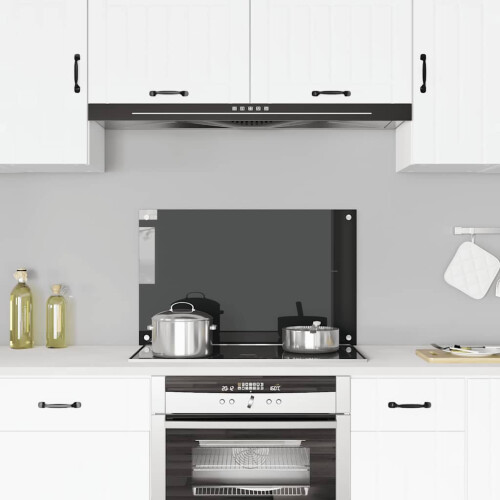 Berkfield Kitchen Backsplash Black 80 x 50 cm Tempered Glass