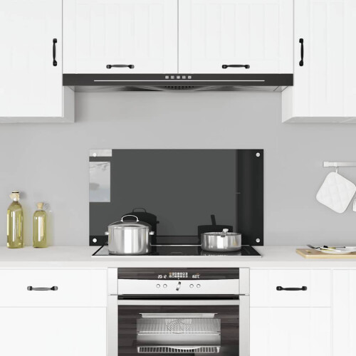 Berkfield Kitchen Backsplash Black 90 x 50 cm Tempered Glass