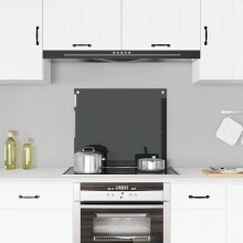 Berkfield Kitchen Backsplash Black 70 x 60 cm Tempered Glass
