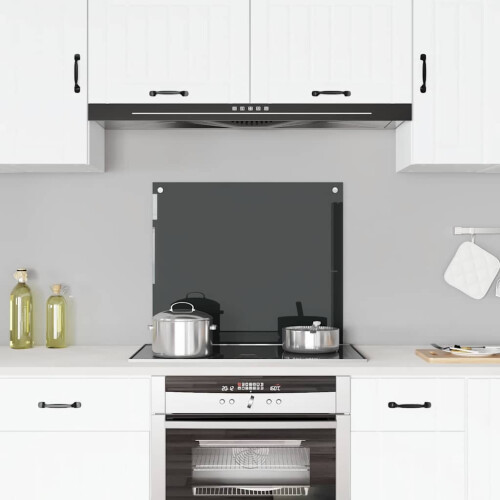 Berkfield Kitchen Backsplash Black 70 x 60 cm Tempered Glass